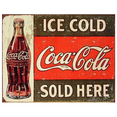 COKE - c.1916 Ice Cold 틴사인40.5x31.5cm,메탈시티