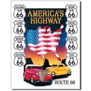 Route 66 Americas Highway 틴사인31.5x40.5cm,메탈시티