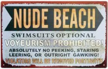 Nude Beach 누드비치 틴사인40.5x25.5cm,메탈시티