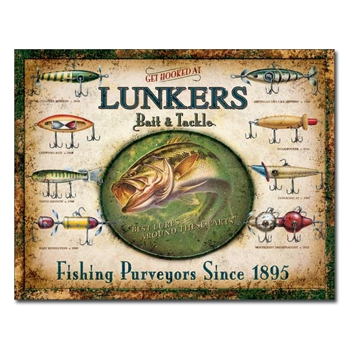 Lunker&#039;s Lures 낚시 틴사인40.5x31.5cm,메탈시티