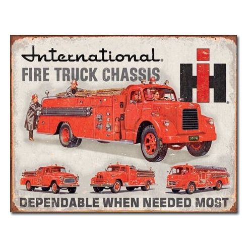 International Fire Truck Chassis 틴사인40.5x31.5cm,메탈시티