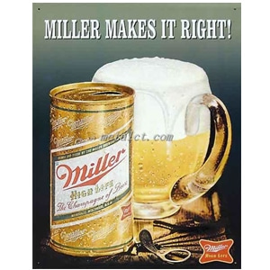 Miller Makes It Right! 밀러 맥주 틴사인31.5x40.5cm,메탈시티