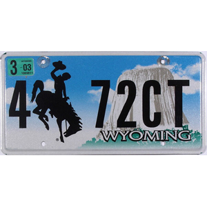 Wyoming 자동차 번호판-평면30.5x15.5cm,메탈시티
