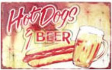 Hot Dog &amp; Beer 핫도그 맥주 틴사인40.5x25.5cm,메탈시티